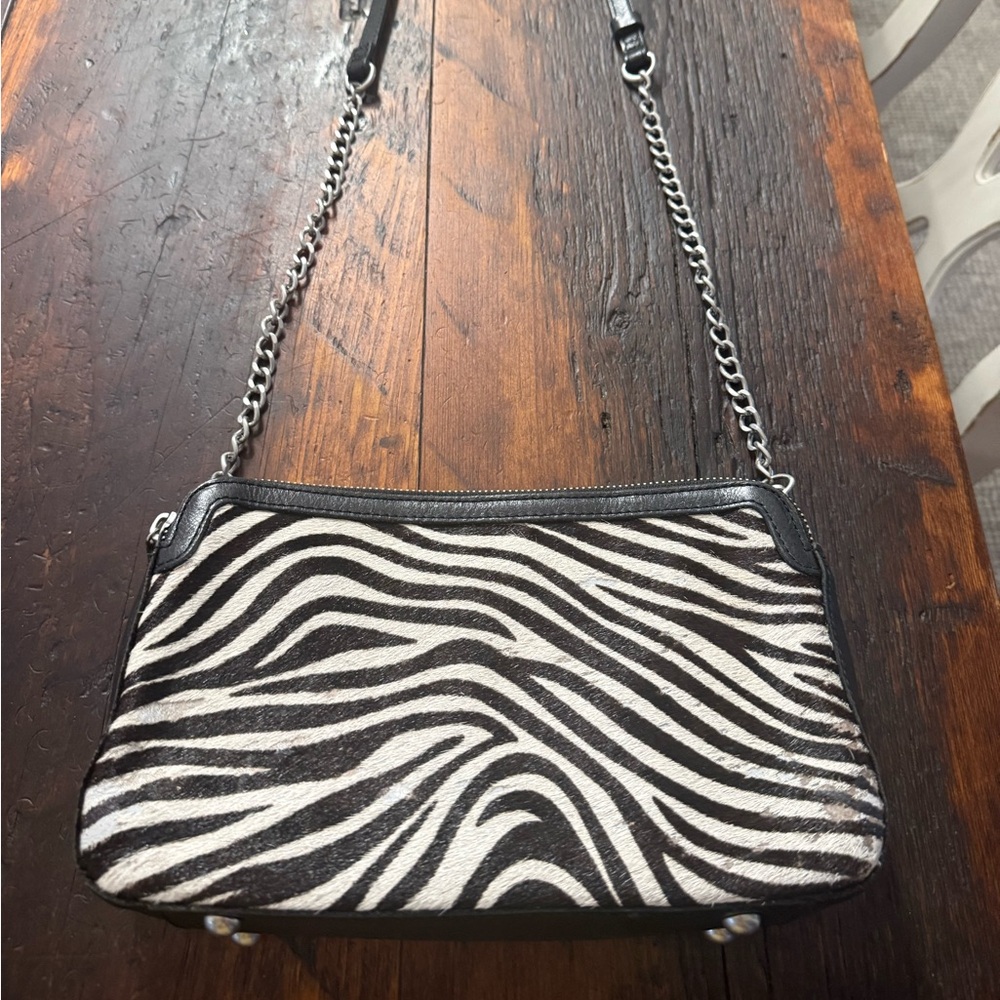 Zebra Print Chain Shoulder Bag